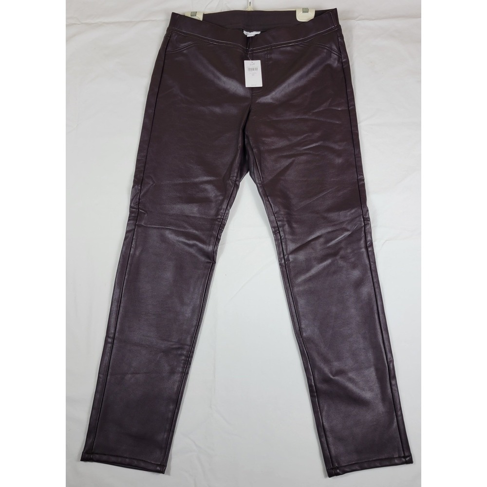 J. Jill NWT Faux Leather Skinny Pants Burgundy DK Raisin Women's Size M MSRP $99